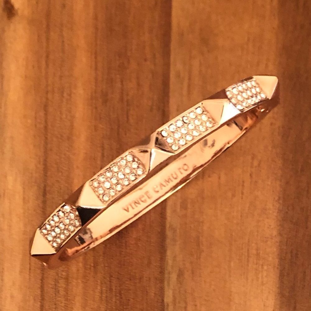 Vince Camuto | Pyramid Pave Bangle | Rose Gold | 2.25” Inner Diameter